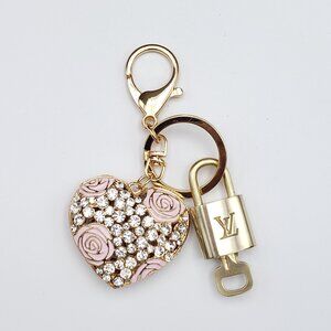 Authentic Louis Vuitton Lock & Key with Unbranded Heart Charm, Keychain